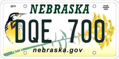 NE license plate DQE700