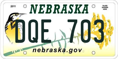 NE license plate DQE703