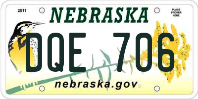 NE license plate DQE706