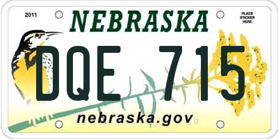 NE license plate DQE715