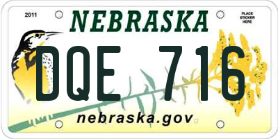 NE license plate DQE716