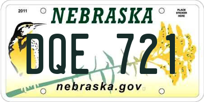 NE license plate DQE721