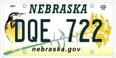 NE license plate DQE722