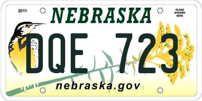 NE license plate DQE723