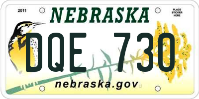 NE license plate DQE730
