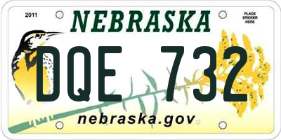 NE license plate DQE732
