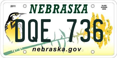 NE license plate DQE736