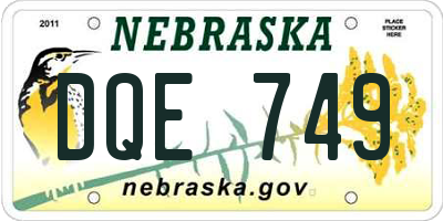 NE license plate DQE749
