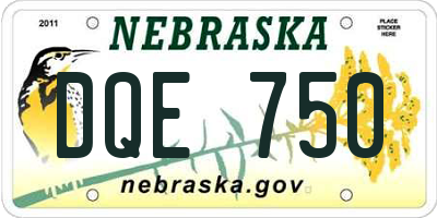 NE license plate DQE750