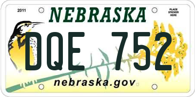 NE license plate DQE752