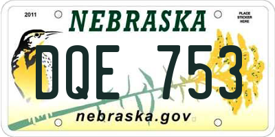 NE license plate DQE753