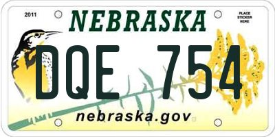 NE license plate DQE754