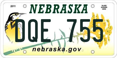 NE license plate DQE755