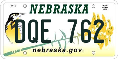 NE license plate DQE762