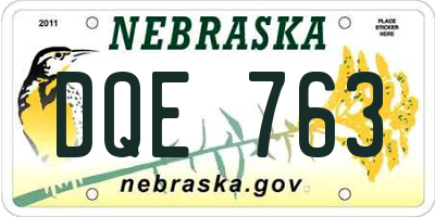 NE license plate DQE763