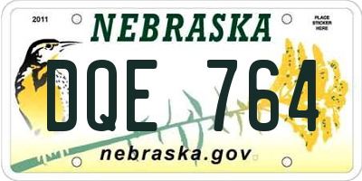 NE license plate DQE764