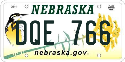 NE license plate DQE766