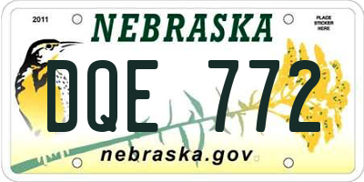 NE license plate DQE772