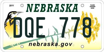 NE license plate DQE778