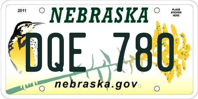 NE license plate DQE780