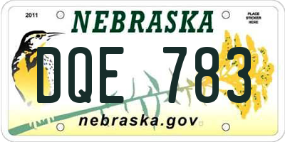 NE license plate DQE783