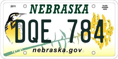 NE license plate DQE784