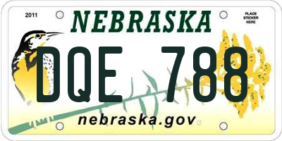 NE license plate DQE788