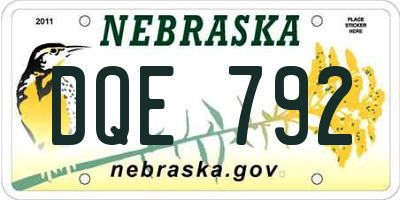 NE license plate DQE792