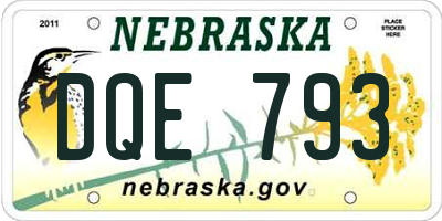 NE license plate DQE793
