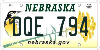 NE license plate DQE794