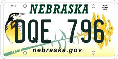 NE license plate DQE796