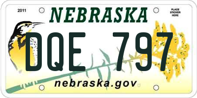 NE license plate DQE797