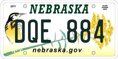NE license plate DQE884