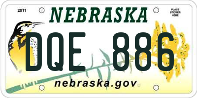 NE license plate DQE886