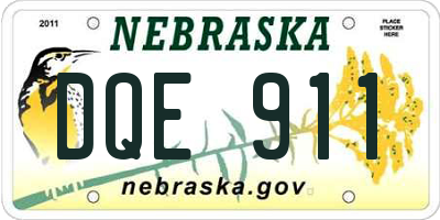 NE license plate DQE911