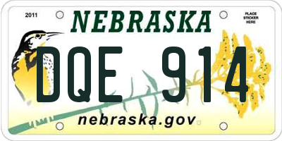 NE license plate DQE914