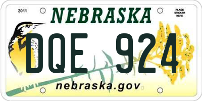 NE license plate DQE924