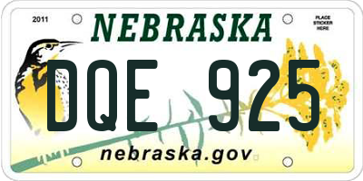 NE license plate DQE925