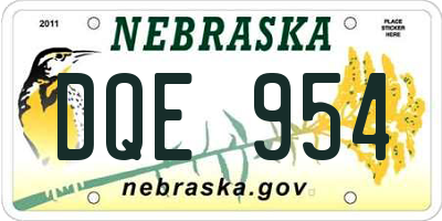 NE license plate DQE954