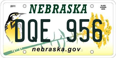 NE license plate DQE956