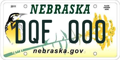 NE license plate DQF000