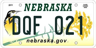 NE license plate DQF021