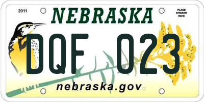 NE license plate DQF023
