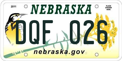 NE license plate DQF026