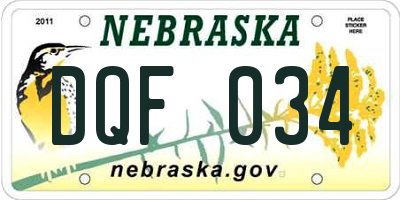 NE license plate DQF034