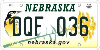 NE license plate DQF036