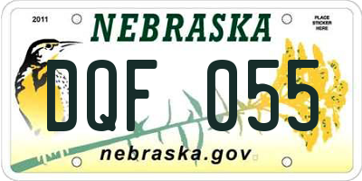NE license plate DQF055