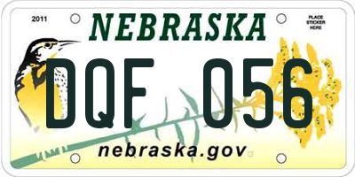 NE license plate DQF056