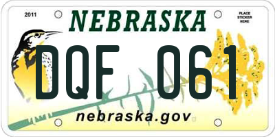 NE license plate DQF061