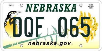 NE license plate DQF065